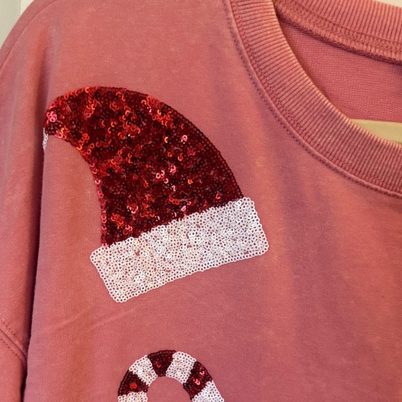 White Birch Red and White Holiday Mineral Washed  Sweater - Picture 6 of 7